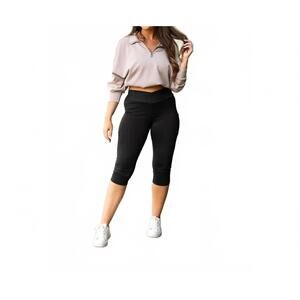 NEW JULIA ROSE lillian sculpting crossover capri leggings in black